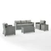 Crosley - Bradenton 5-Piece Outdoor Wicker Sofa Set, Gray -Clean Pool Supply Bradenton 5 Piece Outdoor Wicker Sofa Set Gray