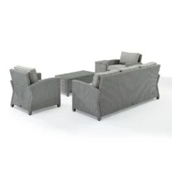 Crosley - Bradenton 5-Piece Outdoor Wicker Sofa Set, Gray -Clean Pool Supply Bradenton 5 Piece Outdoor Wicker Sofa Set Gray 11