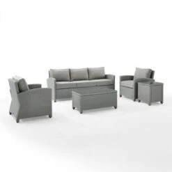 Crosley - Bradenton 5-Piece Outdoor Wicker Sofa Set, Gray