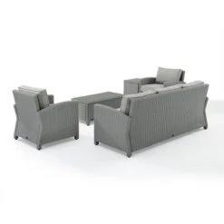 Crosley - Bradenton 5-Piece Outdoor Wicker Sofa Set, Gray -Clean Pool Supply Bradenton 5 Piece Outdoor Wicker Sofa Set Gray 4