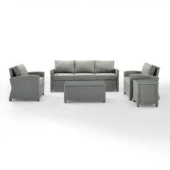 Crosley - Bradenton 5-Piece Outdoor Wicker Sofa Set, Gray -Clean Pool Supply Bradenton 5 Piece Outdoor Wicker Sofa Set Gray 8