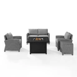 Crosley - Bradenton 5-Piece Wicker Sofa Set With Fire Table, Gray 32 Crosley - Bradenton 5-Piece Wicker Sofa Set With Fire Table, Gray -Clean Pool Supply Bradenton 5 Piece Wicker Sofa Set with Fire Table Gray 10