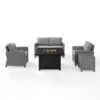 Crosley - Bradenton 5-Piece Wicker Sofa Set With Fire Table, Gray -Clean Pool Supply Bradenton 5 Piece Wicker Sofa Set with Fire Table Gray