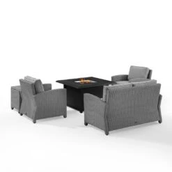 Crosley - Bradenton 5-Piece Wicker Sofa Set With Fire Table, Gray 38 Crosley - Bradenton 5-Piece Wicker Sofa Set With Fire Table, Gray -Clean Pool Supply Bradenton 5 Piece Wicker Sofa Set with Fire Table Gray 16