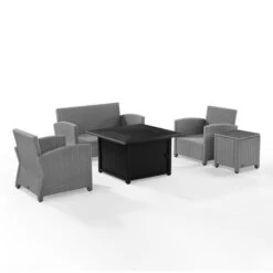 Crosley - Bradenton 5-Piece Wicker Sofa Set With Fire Table, Gray 27 Crosley - Bradenton 5-Piece Wicker Sofa Set With Fire Table, Gray -Clean Pool Supply Bradenton 5 Piece Wicker Sofa Set with Fire Table Gray 5