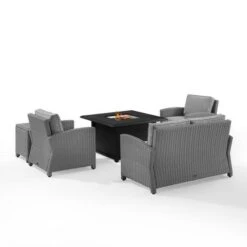Crosley - Bradenton 5-Piece Wicker Sofa Set With Fire Table, Gray 28 Crosley - Bradenton 5-Piece Wicker Sofa Set With Fire Table, Gray -Clean Pool Supply Bradenton 5 Piece Wicker Sofa Set with Fire Table Gray 6