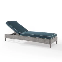 Crosley - Bradenton Outdoor Wicker Chaise Lounge, Navy -Clean Pool Supply Bradenton Outdoor Wicker Chaise Lounge Navy 5