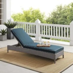 Crosley - Bradenton Outdoor Wicker Chaise Lounge, Navy -Clean Pool Supply Bradenton Outdoor Wicker Chaise Lounge Navy 7