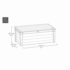 Keter - Brightwood 120 Gallon Deck Box, Brown -Clean Pool Supply Brightwood 120 Gallon Deck Box Brown 1