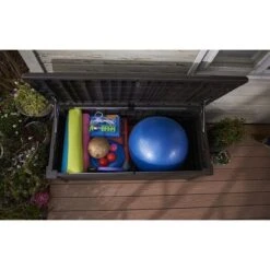 Keter - Brightwood 120 Gallon Deck Box, Brown -Clean Pool Supply Brightwood 120 Gallon Deck Box Brown 2