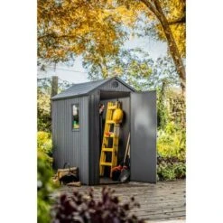 Keter - Darwin 4 X 6 Outdoor Shed, Grey -Clean Pool Supply Darwin 4 x 6 Outdoor Shed Grey 2