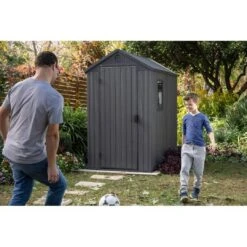 Keter - Darwin 4 X 6 Outdoor Shed, Grey -Clean Pool Supply Darwin 4 x 6 Outdoor Shed Grey 5