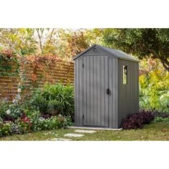 Keter - Darwin 4 X 6 Outdoor Shed, Grey -Clean Pool Supply Darwin 4 x 6 Outdoor Shed Grey 7