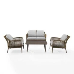 Crosley - Haven 4-Piece Outdoor Wicker Conversation Set -Clean Pool Supply Haven 4 Piece Outdoor Wicker Conversation Set 1