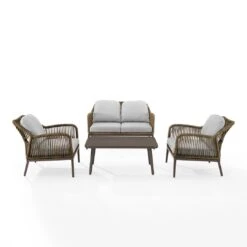 Crosley - Haven 4-Piece Outdoor Wicker Conversation Set -Clean Pool Supply Haven 4 Piece Outdoor Wicker Conversation Set 11