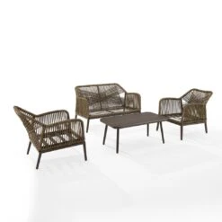 Crosley - Haven 4-Piece Outdoor Wicker Conversation Set -Clean Pool Supply Haven 4 Piece Outdoor Wicker Conversation Set 13