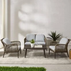 Crosley - Haven 4-Piece Outdoor Wicker Conversation Set -Clean Pool Supply Haven 4 Piece Outdoor Wicker Conversation Set 14