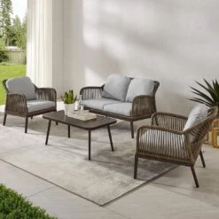 Crosley - Haven 4-Piece Outdoor Wicker Conversation Set -Clean Pool Supply Haven 4 Piece Outdoor Wicker Conversation Set 15