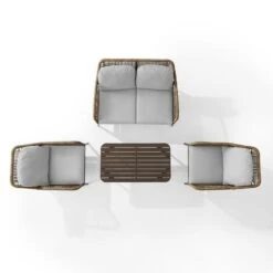 Crosley - Haven 4-Piece Outdoor Wicker Conversation Set -Clean Pool Supply Haven 4 Piece Outdoor Wicker Conversation Set 2