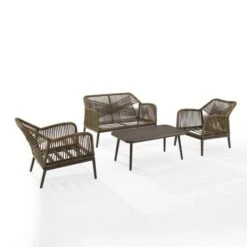 Crosley - Haven 4-Piece Outdoor Wicker Conversation Set -Clean Pool Supply Haven 4 Piece Outdoor Wicker Conversation Set 3