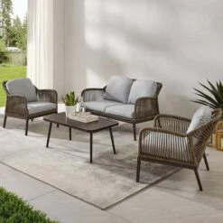 Crosley - Haven 4-Piece Outdoor Wicker Conversation Set -Clean Pool Supply Haven 4 Piece Outdoor Wicker Conversation Set 5