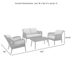 Crosley - Haven 4-Piece Outdoor Wicker Conversation Set -Clean Pool Supply Haven 4 Piece Outdoor Wicker Conversation Set 9