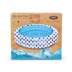 Rae Dunn - Indigo Polka Dot Inflatable Mini Pool - Live Love Float -Clean Pool Supply Indigo Polka Dot Inflatable Mini Pool Live Love Float 3