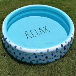 Rae Dunn - Indigo Polka Dot Inflatable Mini Pool - Relax -Clean Pool Supply Indigo Polka Dot Inflatable Mini Pool Relax 4