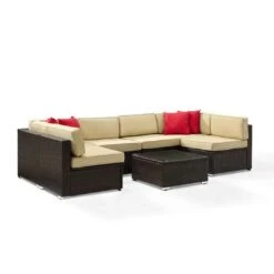 Crosley - KO70146-BR Sea Island 7-Piece Wicker Sectional Set -Clean Pool Supply KO70146 BR Sea Island 7 Piece Wicker Sectional Set 6