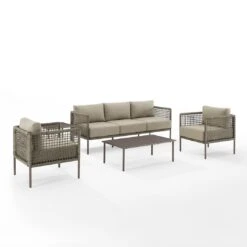 Crosley - KO70272LB-TE Cali Bay 5-Piece Taupe Wicker And Metal Sofa Set -Clean Pool Supply KO70272LB TE Cali Bay 5 Piece Taupe Wicker and Metal Sofa Set 10