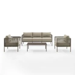 Crosley - KO70272LB-TE Cali Bay 5-Piece Taupe Wicker And Metal Sofa Set -Clean Pool Supply KO70272LB TE Cali Bay 5 Piece Taupe Wicker and Metal Sofa Set 11