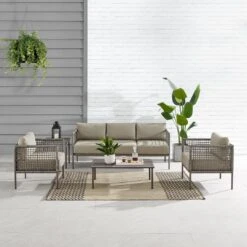 Crosley - KO70272LB-TE Cali Bay 5-Piece Taupe Wicker And Metal Sofa Set -Clean Pool Supply KO70272LB TE Cali Bay 5 Piece Taupe Wicker and Metal Sofa Set 13