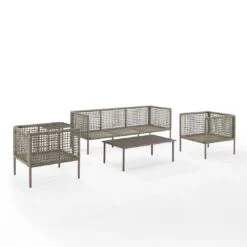 Crosley - KO70272LB-TE Cali Bay 5-Piece Taupe Wicker And Metal Sofa Set -Clean Pool Supply KO70272LB TE Cali Bay 5 Piece Taupe Wicker and Metal Sofa Set 16