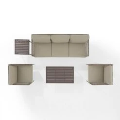 Crosley - KO70272LB-TE Cali Bay 5-Piece Taupe Wicker And Metal Sofa Set -Clean Pool Supply KO70272LB TE Cali Bay 5 Piece Taupe Wicker and Metal Sofa Set 4