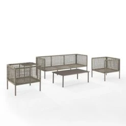 Crosley - KO70272LB-TE Cali Bay 5-Piece Taupe Wicker And Metal Sofa Set -Clean Pool Supply KO70272LB TE Cali Bay 5 Piece Taupe Wicker and Metal Sofa Set 6