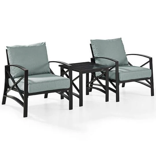 Kaplan 3Pc Outdoor Seating Set - Mist 3 Kaplan 3Pc Outdoor Seating Set - Mist