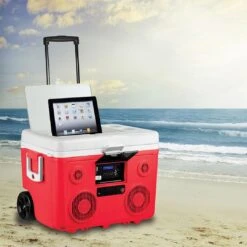 Sondpex - KoolMax 40 Quart Wheeled Cooler Bluetooth Audio And Charging Station - Red -Clean Pool Supply KoolMax 40 Quart Wheeled Cooler Bluetooth Audio and Charging Station Red 8
