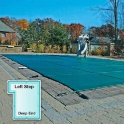 GLI - Mesh Safety Cover 18x36 Ft Rectangle With 4x8 Left Step, Green -Clean Pool Supply Mesh Safety Cover 18x36 ft Rectangle with 4x8 Left Step Green 3