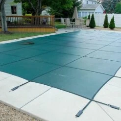 GLI - Original Mesh 16' X 36' Rectangle Safety Cover With 4' X 8' Center End Step, Green -Clean Pool Supply Original Mesh 16 x 36 Rectangle Safety Cover with 4 x 8 Center End Step Green 10
