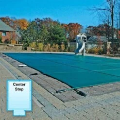 GLI - Original Mesh 16' X 36' Rectangle Safety Cover With 4' X 8' Center End Step, Green -Clean Pool Supply Original Mesh 16 x 36 Rectangle Safety Cover with 4 x 8 Center End Step Green 8