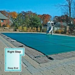 GLI - Mesh Safety Cover 18x36 Ft Rectangle With 4x8 Right Step, Green -Clean Pool Supply Original Mesh Rectangle with 4 x 8 Right Side Step Safety Pool Cover Green 7