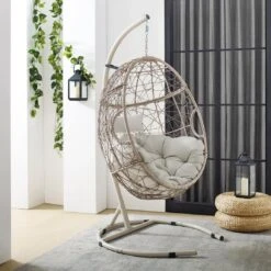 Crosley - Cleo Indoor/Outdoor Wicker Hanging Egg Chair -Clean Pool Supply Outdoor Wicker Hanging Egg Chair 10