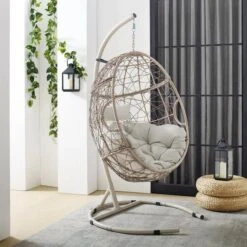 Crosley - Cleo Indoor/Outdoor Wicker Hanging Egg Chair -Clean Pool Supply Outdoor Wicker Hanging Egg Chair 3
