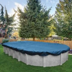 Midwest Canvas - Oval Winter Pool Cover, 8 Year Warranty, Blue -Clean Pool Supply Oval Winter Pool Cover 8 Year Warranty Blue 7