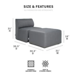 Big Joe - Patio 2-Piece Sectional Couch, Granite -Clean Pool Supply Patio 2 Piece Sectional Couch Granite 2