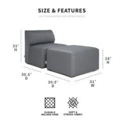 Big Joe - Patio 2-Piece Sectional Couch, Granite -Clean Pool Supply Patio 2 Piece Sectional Couch Granite 5