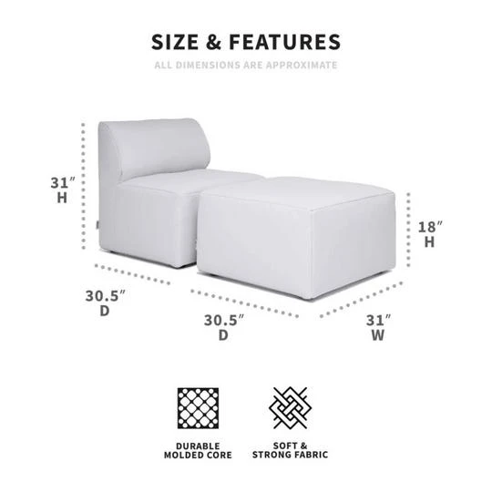 Big Joe - Patio 2-Piece Sectional Couch, Light Gray 5 Big Joe - Patio 2-Piece Sectional Couch, Light Gray - Image 3