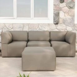 Big Joe - Patio 4-Piece Sectional Couch, Castor Gray -Clean Pool Supply Patio 4 Piece Sectional Couch Castor Gray 3