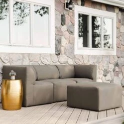 Big Joe - Patio 4-Piece Sectional Couch, Castor Gray -Clean Pool Supply Patio 4 Piece Sectional Couch Castor Gray 4