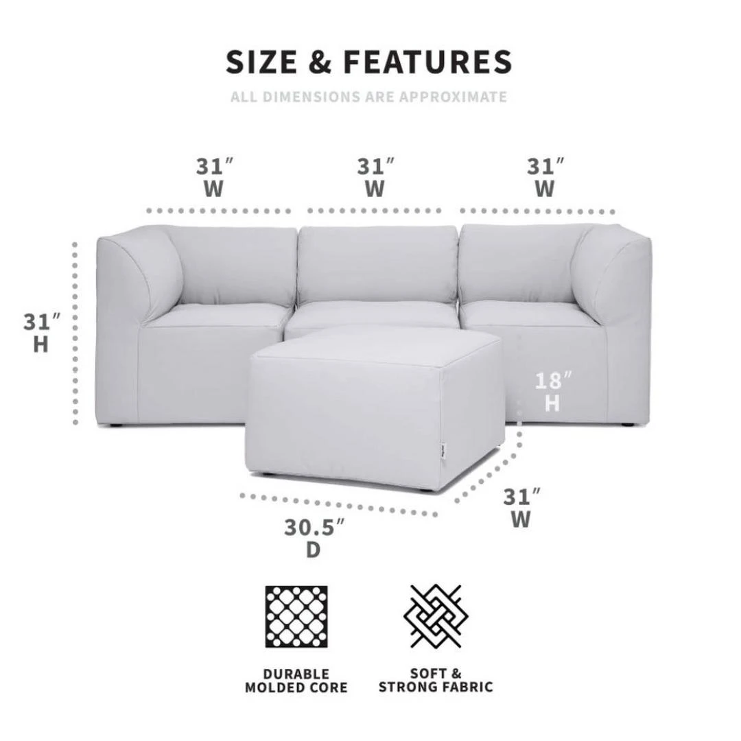 Big Joe - Patio 4-Piece Sectional Couch, Light Gray 6 Big Joe - Patio 4-Piece Sectional Couch, Light Gray - Image 4